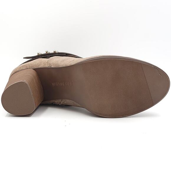 Material Girl Women Block Heel Ankle Booties Mini Size US 11M Taupe Faux Suede - Picture 6 of 6